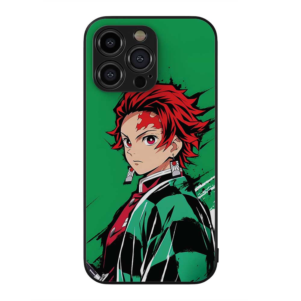 Tanjiro Hybrid Metal Case – Green Background Anime Mobile Cover