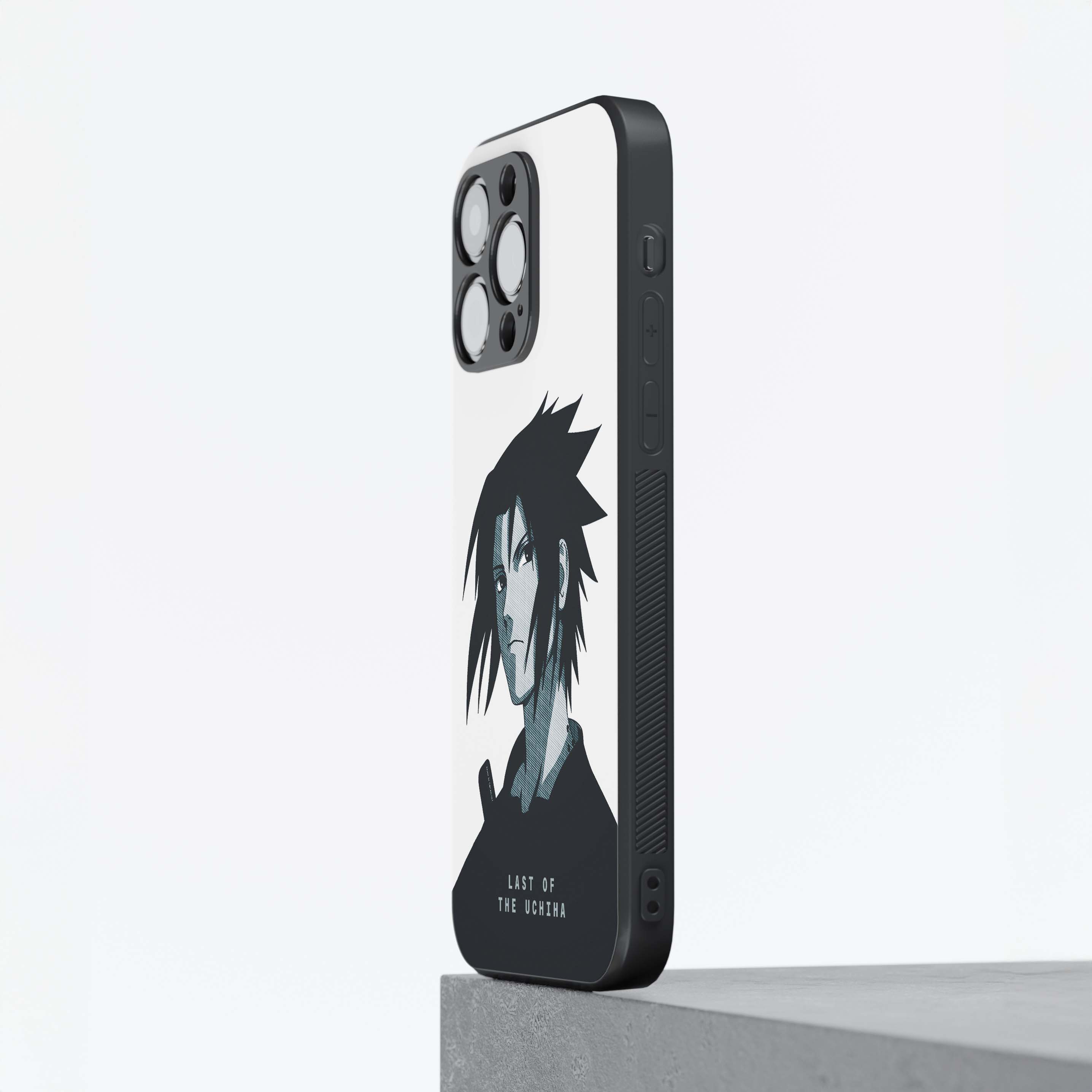Sasuke Last of the Uchiha Black and White Metal/Glass Hybrid Case