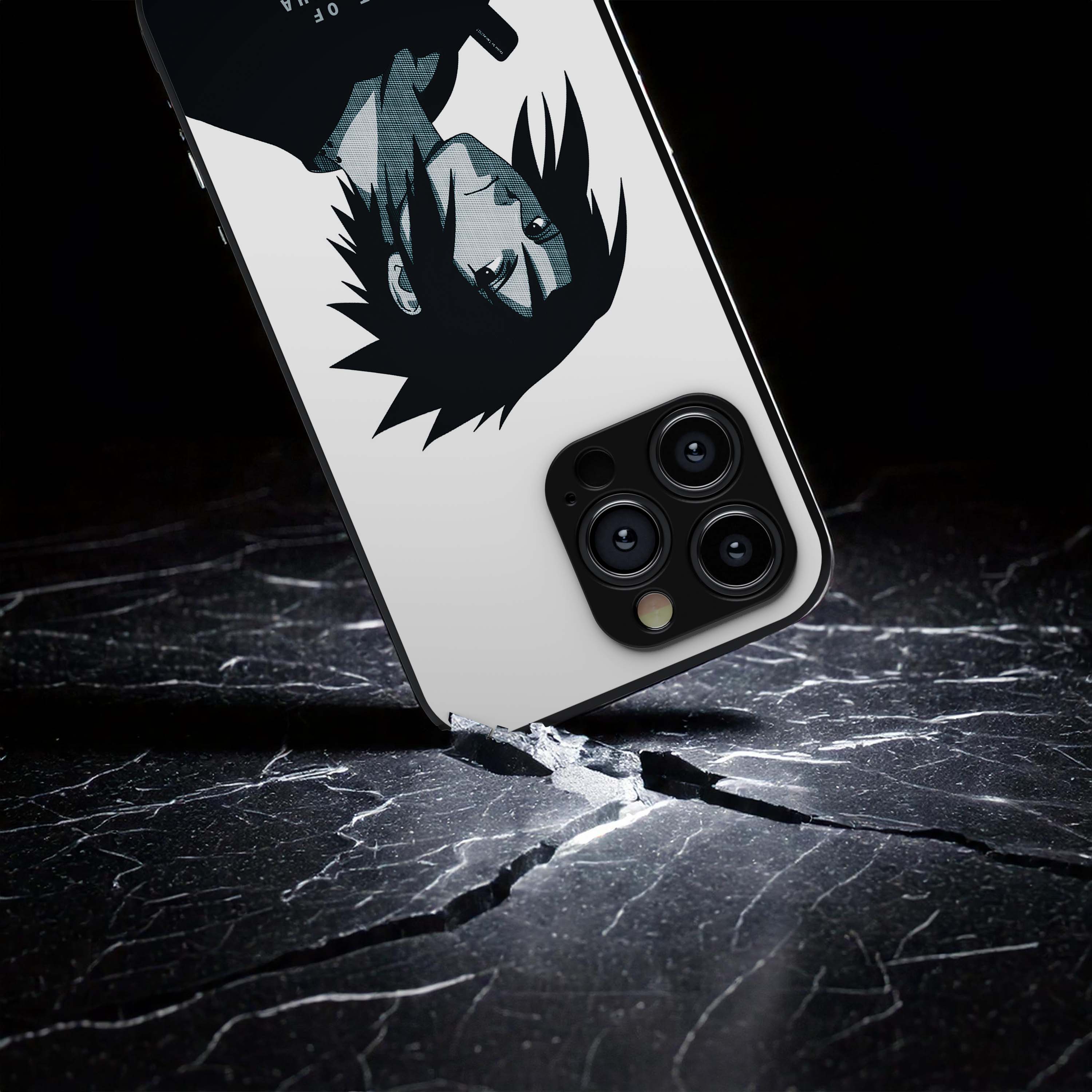 Sasuke Last of the Uchiha Black and White Metal/Glass Hybrid Case