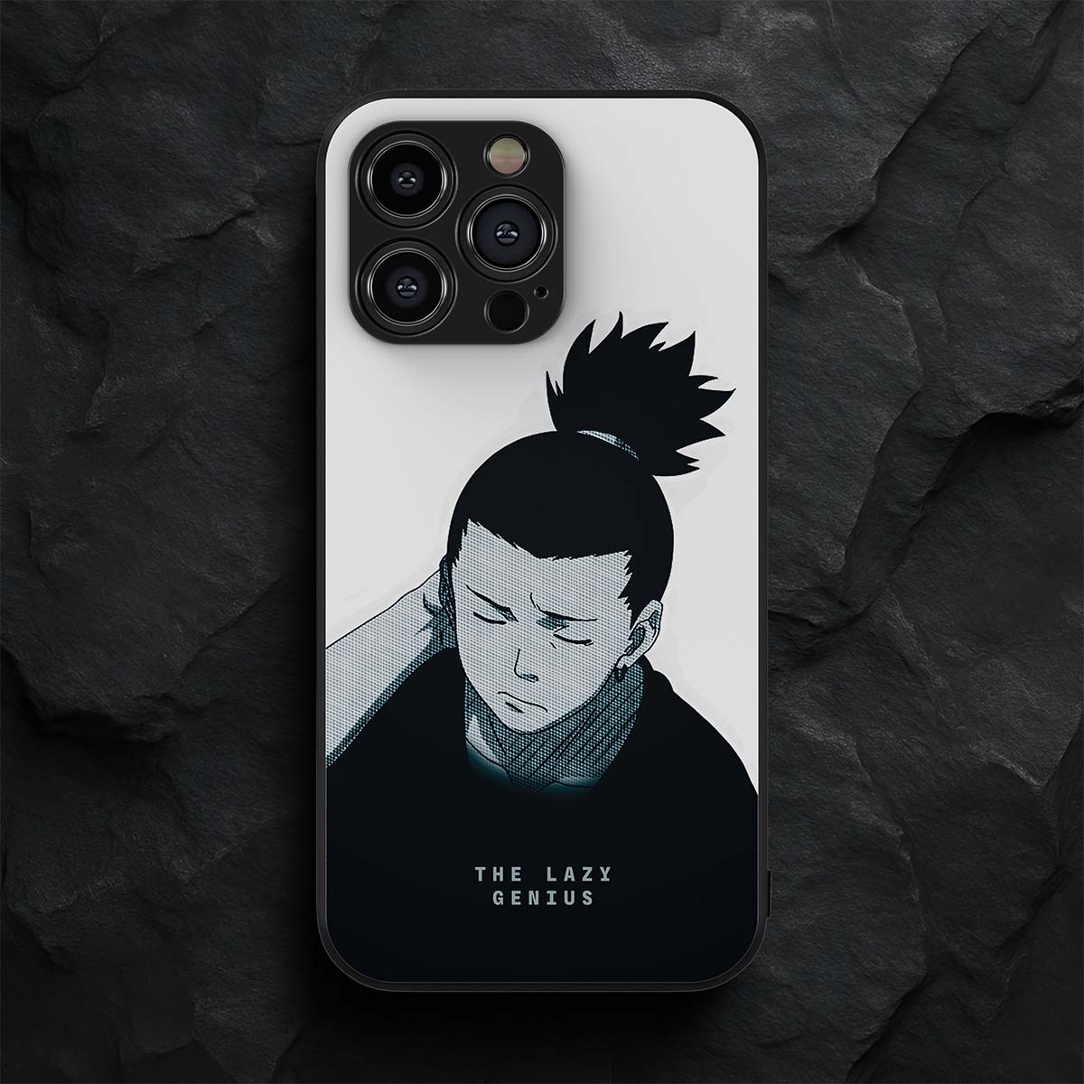 Shikamaru The Lazy Genius Black and White Metal/Glass Hybrid Case
