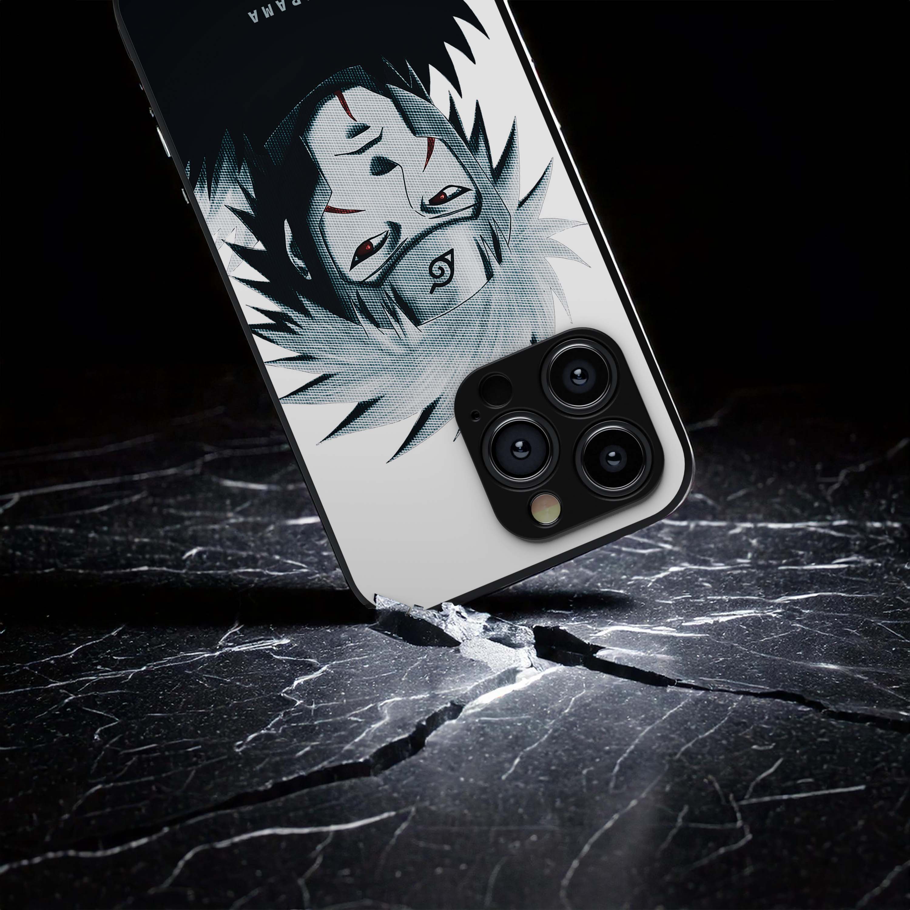 Tobirama Senju Black and White Metal/Glass Hybrid Case